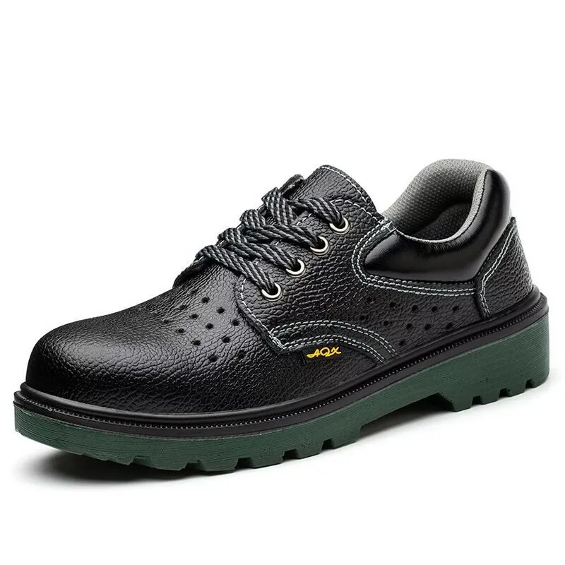 men's casual breathable steel toe caps working safety shoes worker summer safe sandals soft leather security boots protective