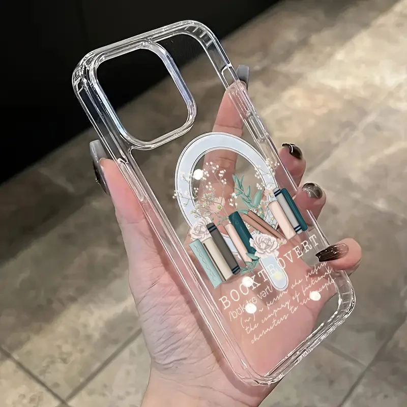 Book Lover Design Magnetic Acrylic Clear Phone Case for For iPhone 17 16 15 14 13 12 11 Pro 16E XR XS 7 8 Plus SE 2022 PC Cover - view 2