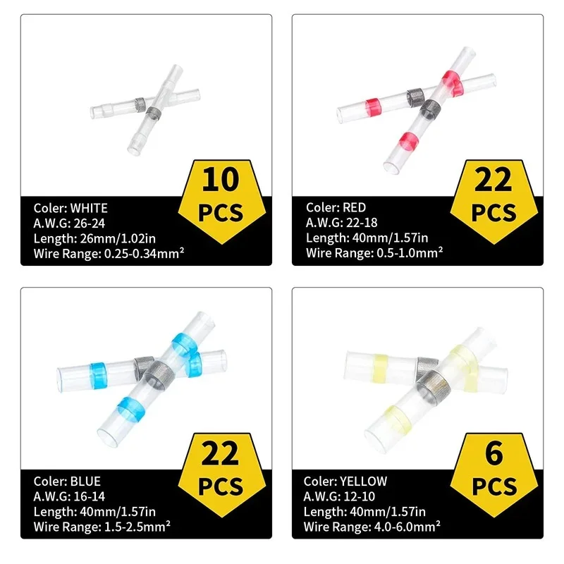 60 قطعة طقم توصيل لحام يتقلص الحرارة محطات أسلاك الختم المقاومة للماء لإصلاح الكابلات الكهربائية البحرية للسيارات