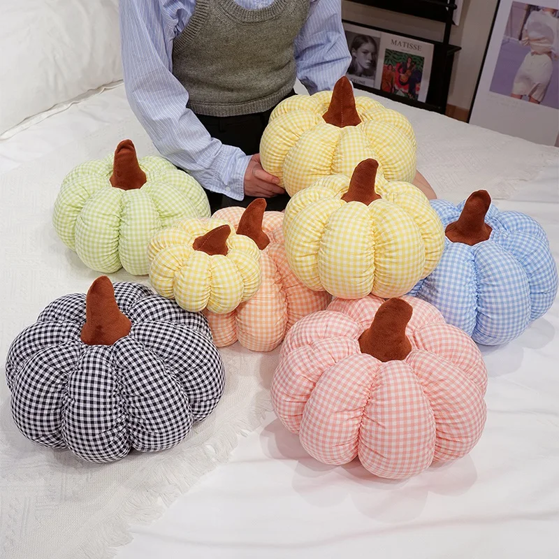 18/25/30CM Baumwolle Karierten Kürbis Plüsch Spielzeug Schöne Kürbis Kissen Schlaf Kissen Halloween Decor Geburtstag geschenk