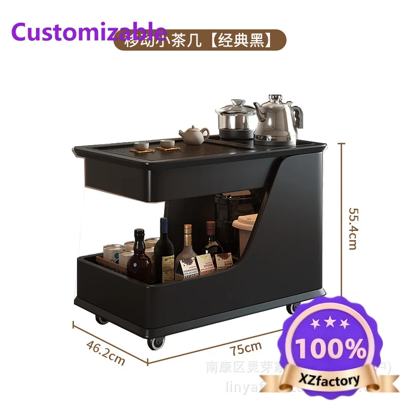 Factory Direct 2026 Top RatedMadera maciza, mesa de centro creativa, extraíble, mesa de té con carrito de roble, mueble lateral