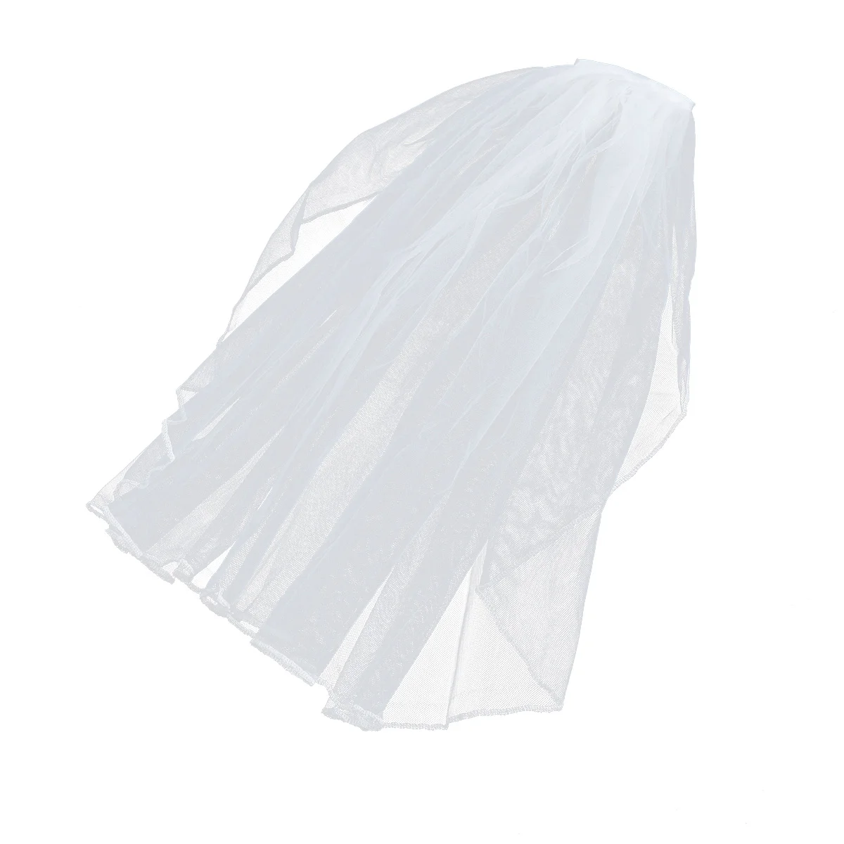 Elegant Short Wedding Veil Tulle Bridal Veils with Comb and Ribbon for Bride Flower Girls Wedding Party Photography(White)