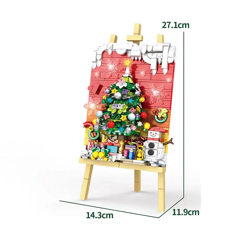 

MOC Рождественская елка, головоломка, строительные блоки, сделай сам, сани, модель автомобиля, мини-кирпич, детская сборка игрушек, подарочные товары, украшение дома