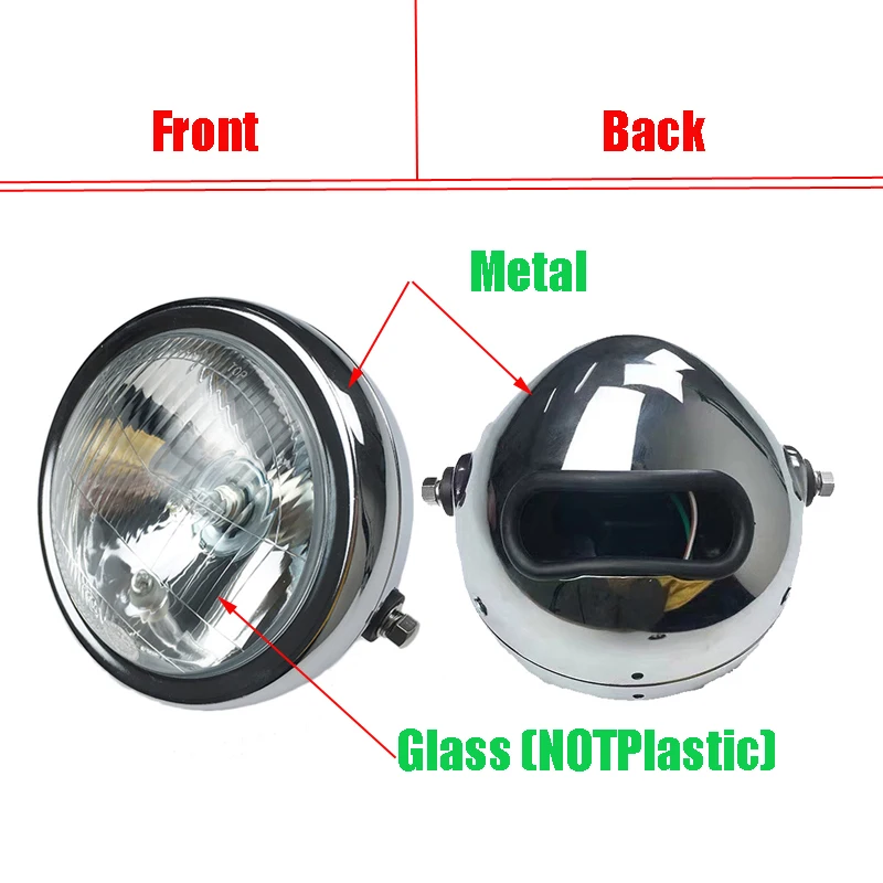 

Motorcycle Head Light Modified Metal Case Lamp for Suzuki Haojue Lifan Dayang Qingqi GN125 HJ125-8 LF125 Chromed Front Headlight