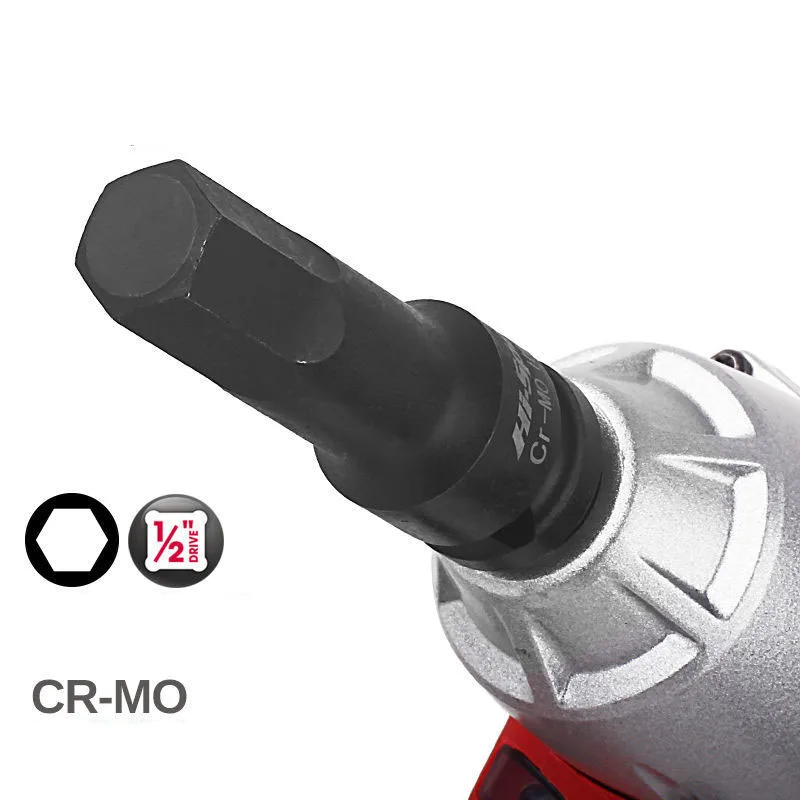 

Impact Wrench Hex Socket Adapter H21 H24 H27 H30 1/2" Drive Cr-Mo Steel Air Allen Keys Screwdriver Bit Socket Impact Wrench