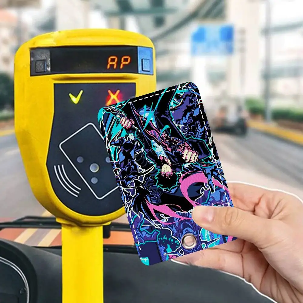Anime Solo Cartoon Leveling Bank Card,Subway, Bus Card Holder Keychain Key Ring Door Access Tags ID Card Case Keychain Access