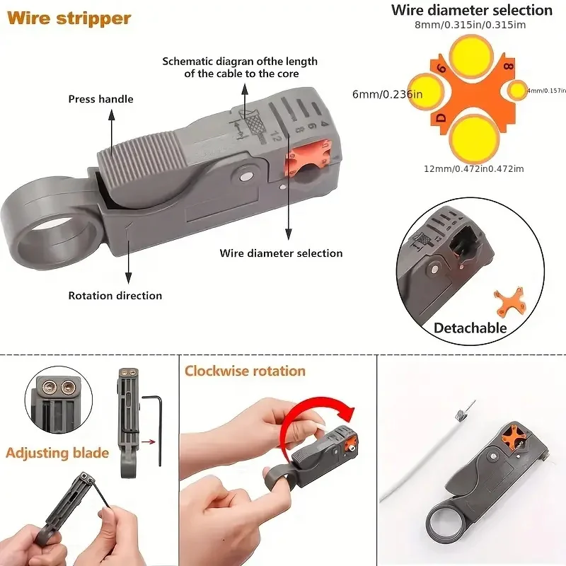 Imagem -03 - Cabo Coaxial Crimper Kit de Ferramentas de Compressão Coaxial Fio Stripper com Conectores f Rg6 Rg59 Stripper Alicate Friso 22 Peças