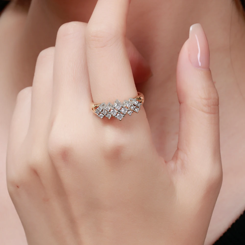 Personalized Zircon Earrings and Ring Set, Copper Plated 14K Gold