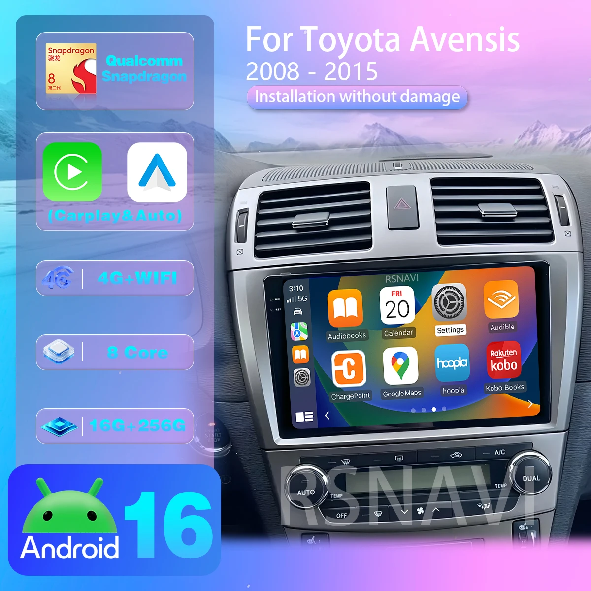 Car Dsp With Android App Control - Android 16 For Toyota Avensis 2008