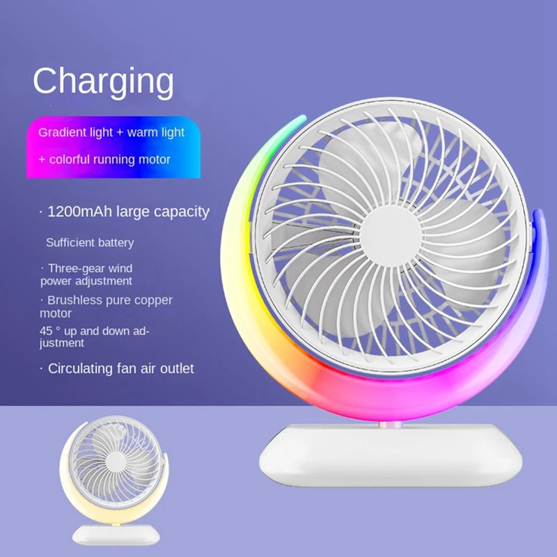 

Desktop Rotatable USB Fan 3 Speeds Fan Night Light Mini Fan Personal Fan For Bedroom Home Office Desktop Travel