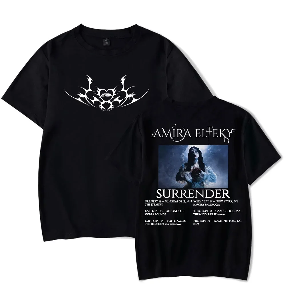

Amira Elfeky Surrender North America Tour T-Shirts Merch Unisex Fashion Short Sleeve Tees Crew Neck Tops