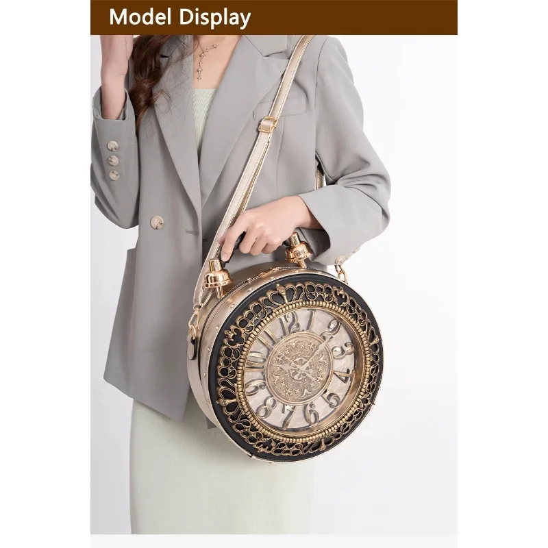 

Retro Creative Real Clock FashionHand-Held Crossbody Bag