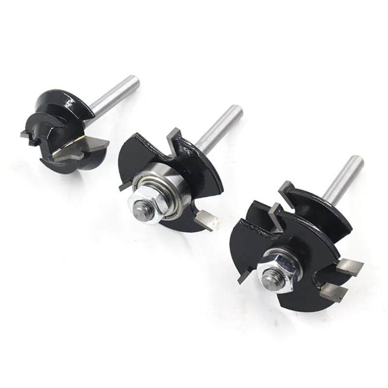 

High Quality-7 PCS Woodworking Milling Cutter Silver & Black Alloy 3-Tooth T-Type Engraving Machine Woodworking Cutter,7 PCS Woo