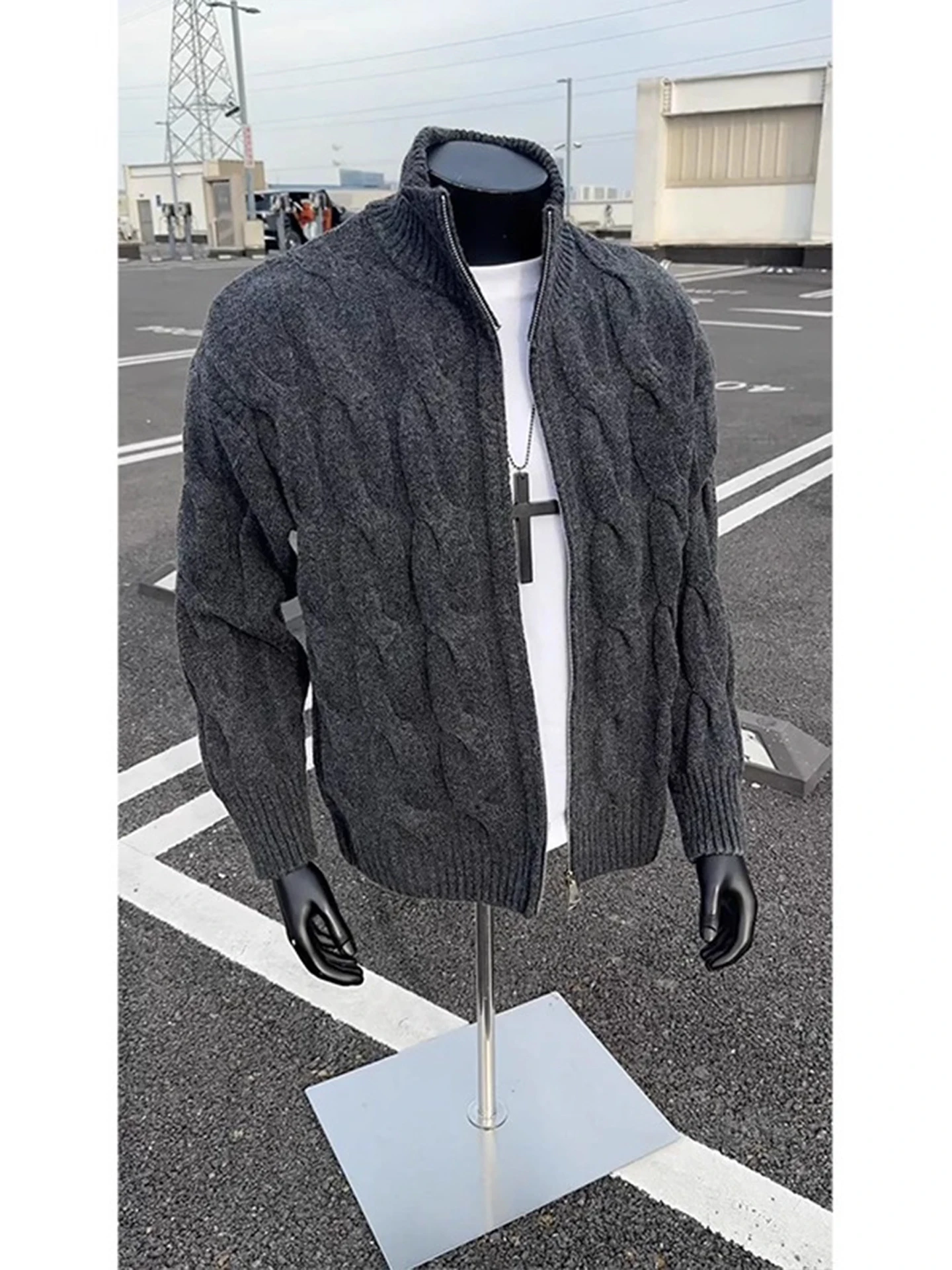 Sweter Rajut Pria Vintage Biru Model Amerika Santai untuk Pasangan, Musim Gugur Musim Dingin, Gaya Kasual Cleanfit, Serat Poliester