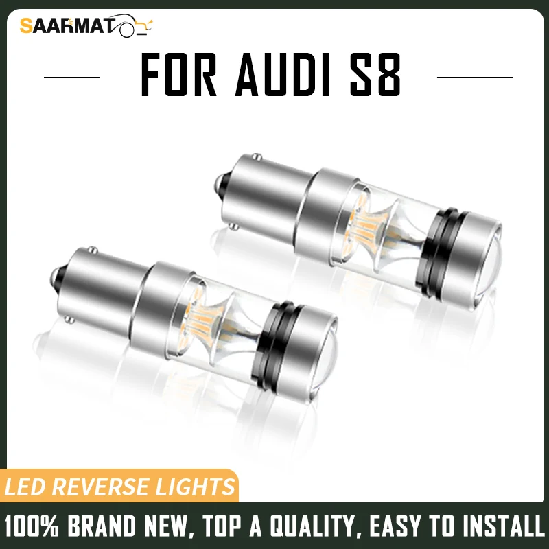 SAARMAT 2PCS 12V 20 chips 3030 SMD LED Reverse Light Bulb Lamp 1156 P21W BA15S Canbus White For Audi S8 2001 2002 2003 Auto