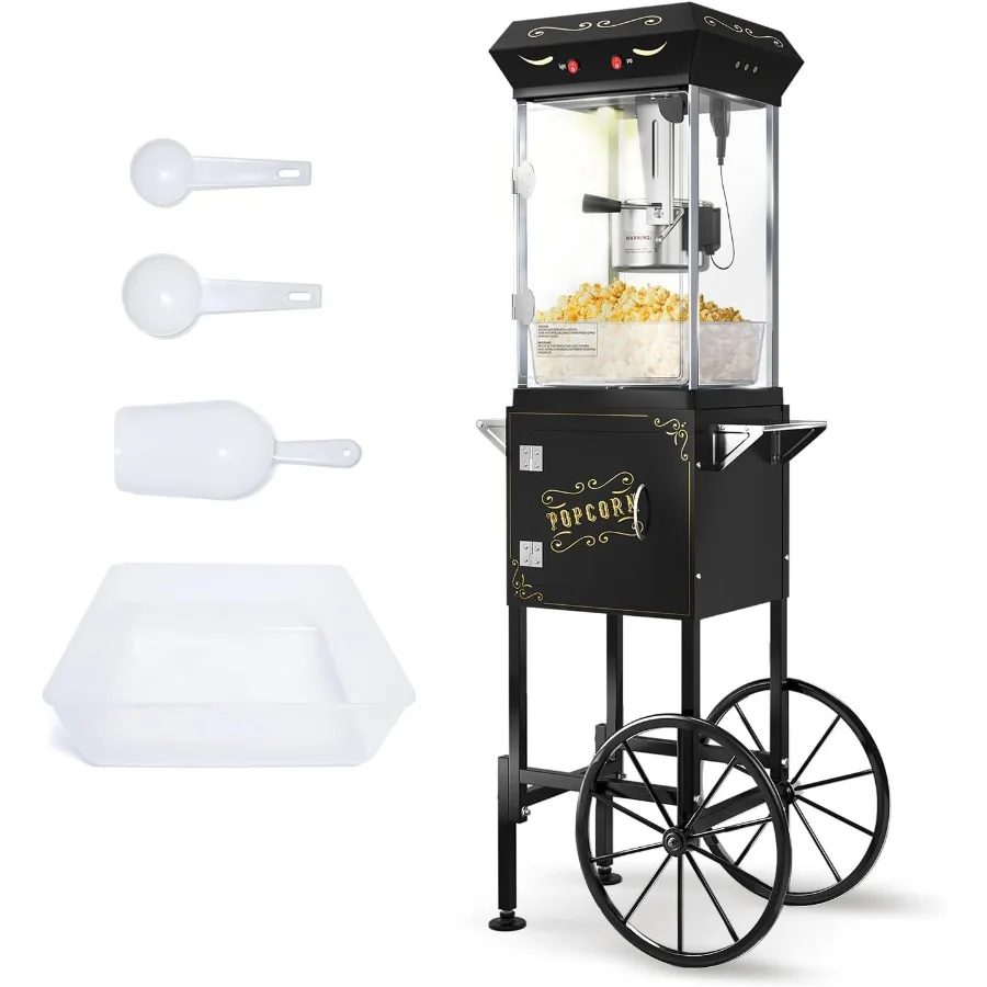 ماكينة صنع الفشار سعة 8 أونصة مع غلاية من الفولاذ المقاوم للصدأ تشكل ما يصل إلى 32 كوبًا على طراز مسرح السينما Pop Corn Ma
