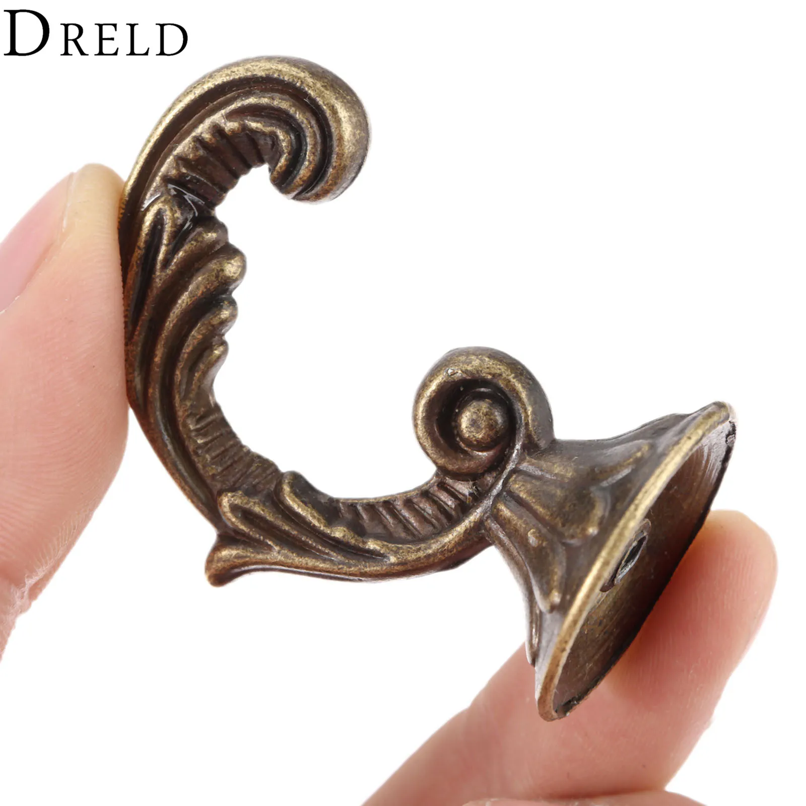 DRELD Antique Bronze Hooks Zinc Alloy Wall Hanger Hat Coat Clothes Hook Bathroom Kitchen Furniture Hook Hanger 45*24mm Wholesale