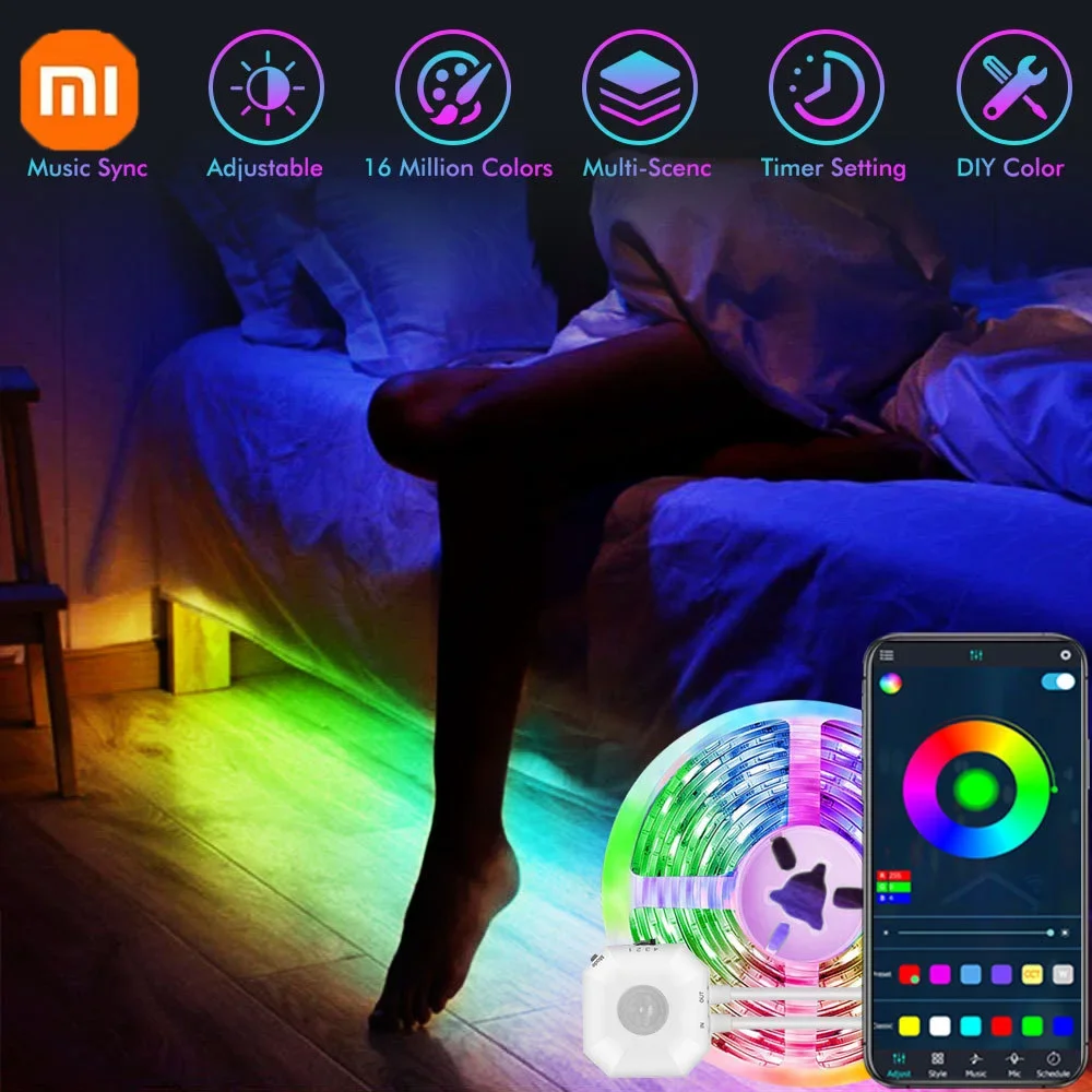 

Светодиодная лента Xiaomi с датчиком движения, ночник с подсветкой RGB, 5 В, Usb разъем, 3 м, умное управление музыкой, для кровати, комнаты, кабинета