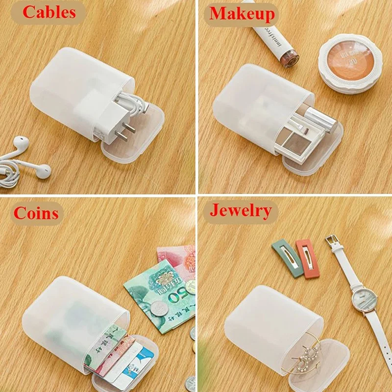 Portable Data Cable Storage Box Desktop Organizer Travel Home Transparent Dustproof Container Box Headphone Charger Wire Holder