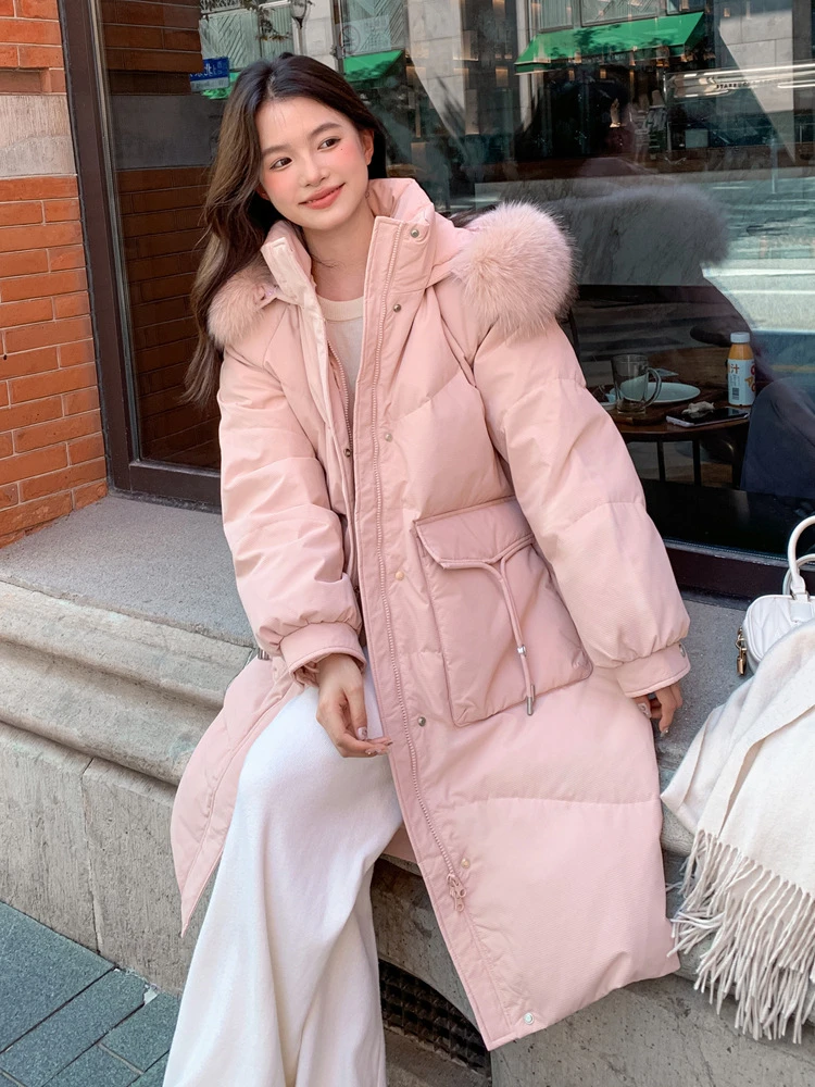 Plus Size Down Jacket 2025 Fall/Winter High Quality Mid-Length Hooded Parker Korean Loose Thickened White Duck Downs Coat Women