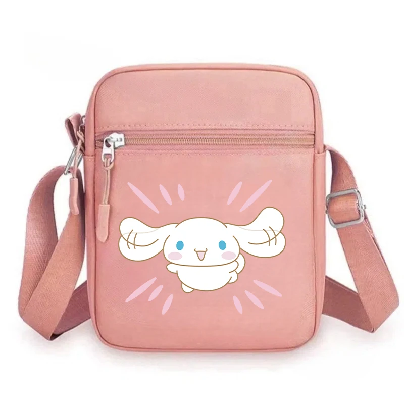 Cinnamoroll 만화 애니메이션 캐주얼 어깨 메신저 가방 Kawaii 소녀 소년 일일 여행 휴대용 동전 키 은행 카드 보관 주머니