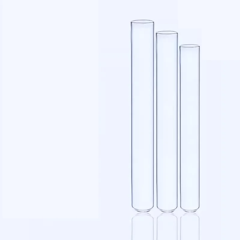 Tubo de ensayo de vidrio de fondo redondo, material grueso, boca plana, resistente a altas temperaturas, diámetro de 12/13/15/18/20/25/30mm, 10 unidades