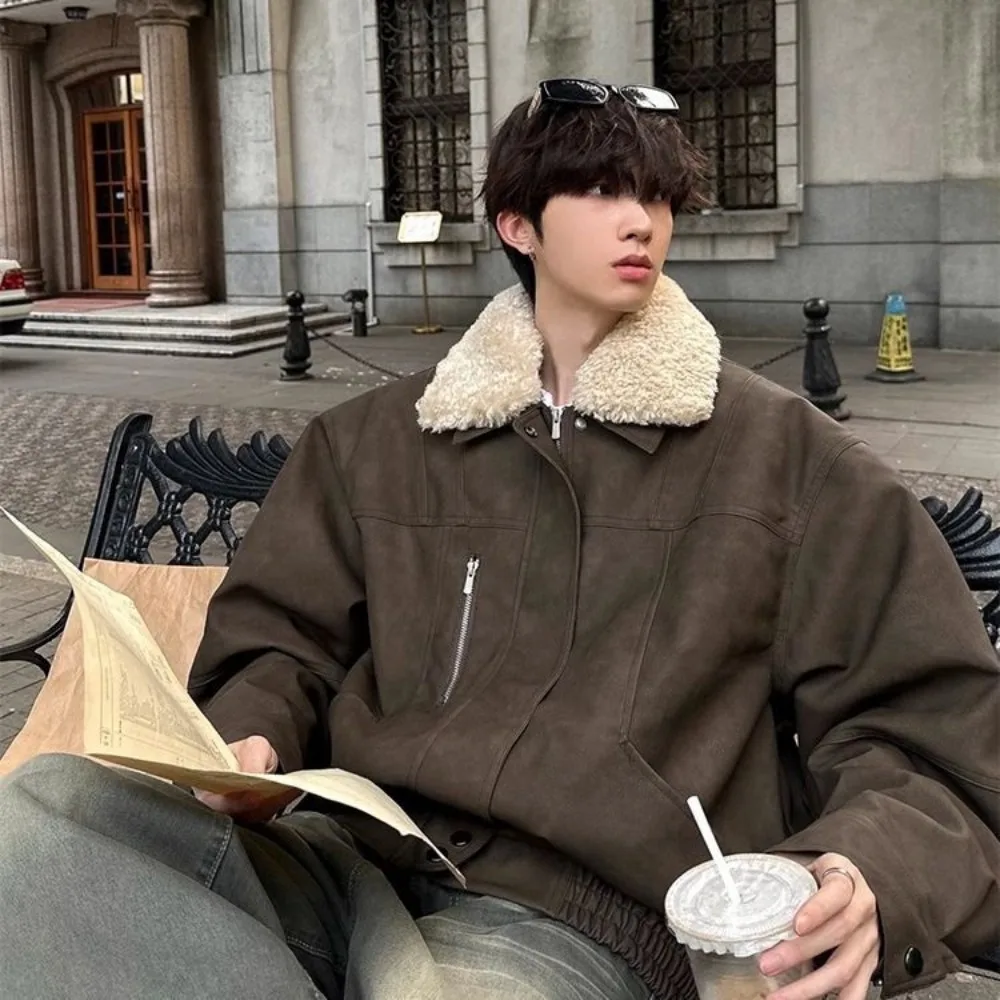 

Vintage Japonaise Pour Homme Veste Épaisse De Haute Qualité Streetwear Coréen Ample Tendance Manteau Chaud Pour Couple Hiver