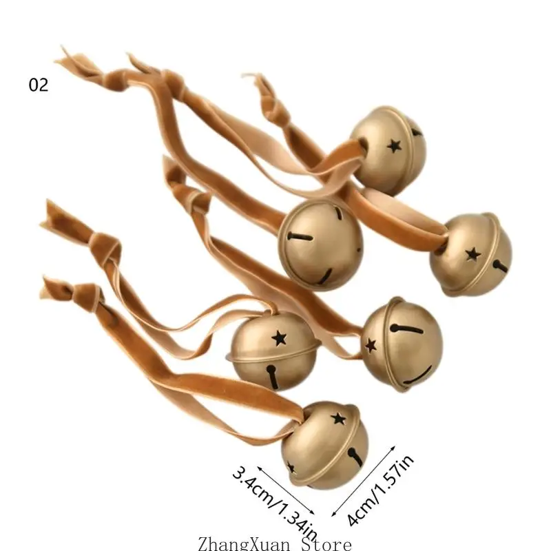 Set aus 6 Weihnachtsglocken, Metallglocken mit Stoffbandaufhängern für Kranzdekoration, Geschenkverpackung und saisonale Dekorationen 3XUF – Detail 10