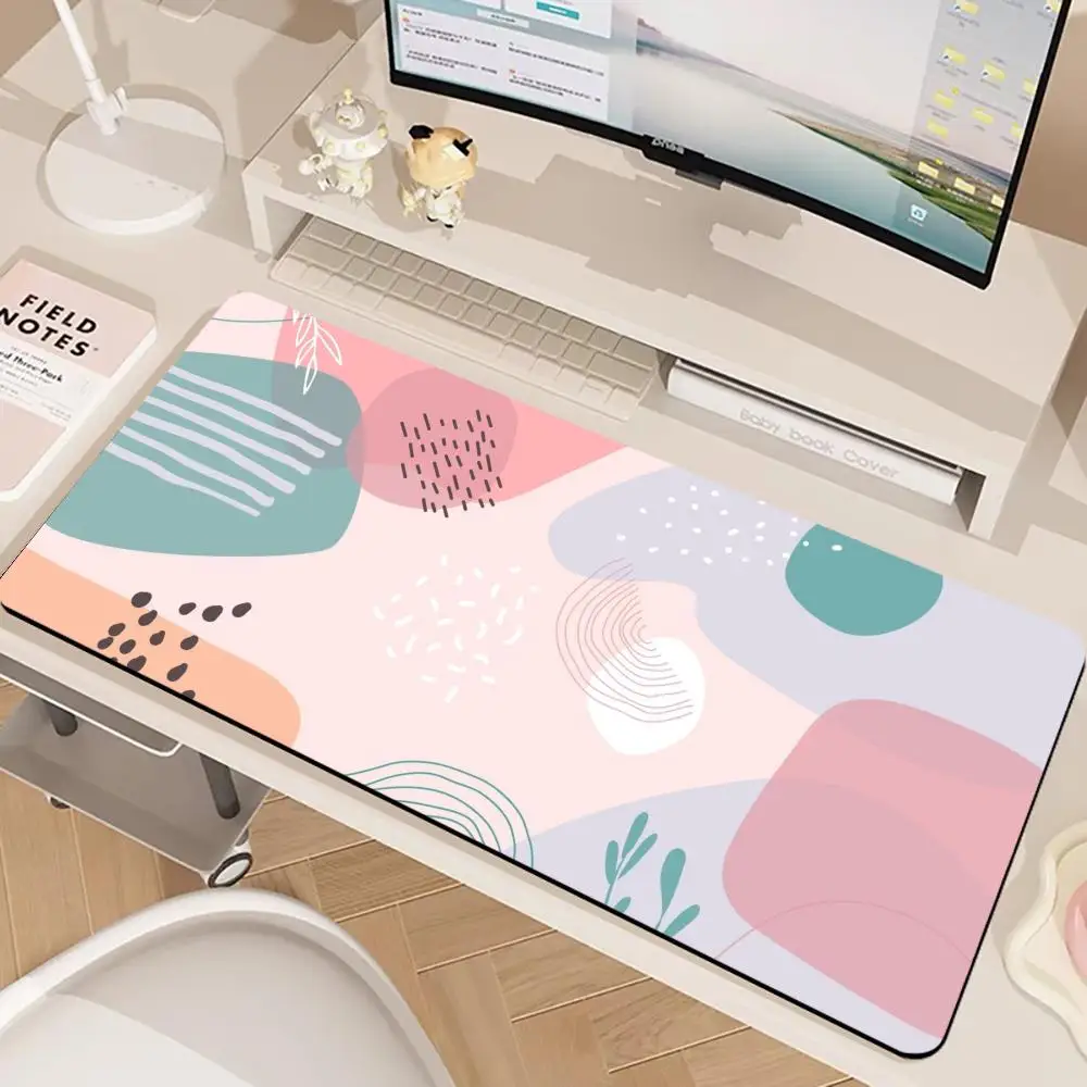 

Большой игровой коврик для мыши с простым абстрактным цветочным дизайном, нескользящий, с прошитыми краями, расширенный, для геймеров, коврик для клавиатуры, аксессуар для компьютера и офиса