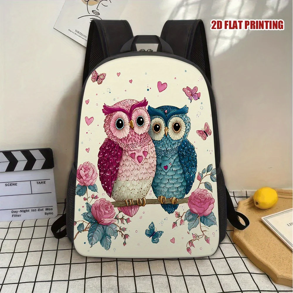 

1 piece Raven Love Flying 2D Flat Printed Backpack - Stylish Polyester School Bag with Removable Shoulder Strap