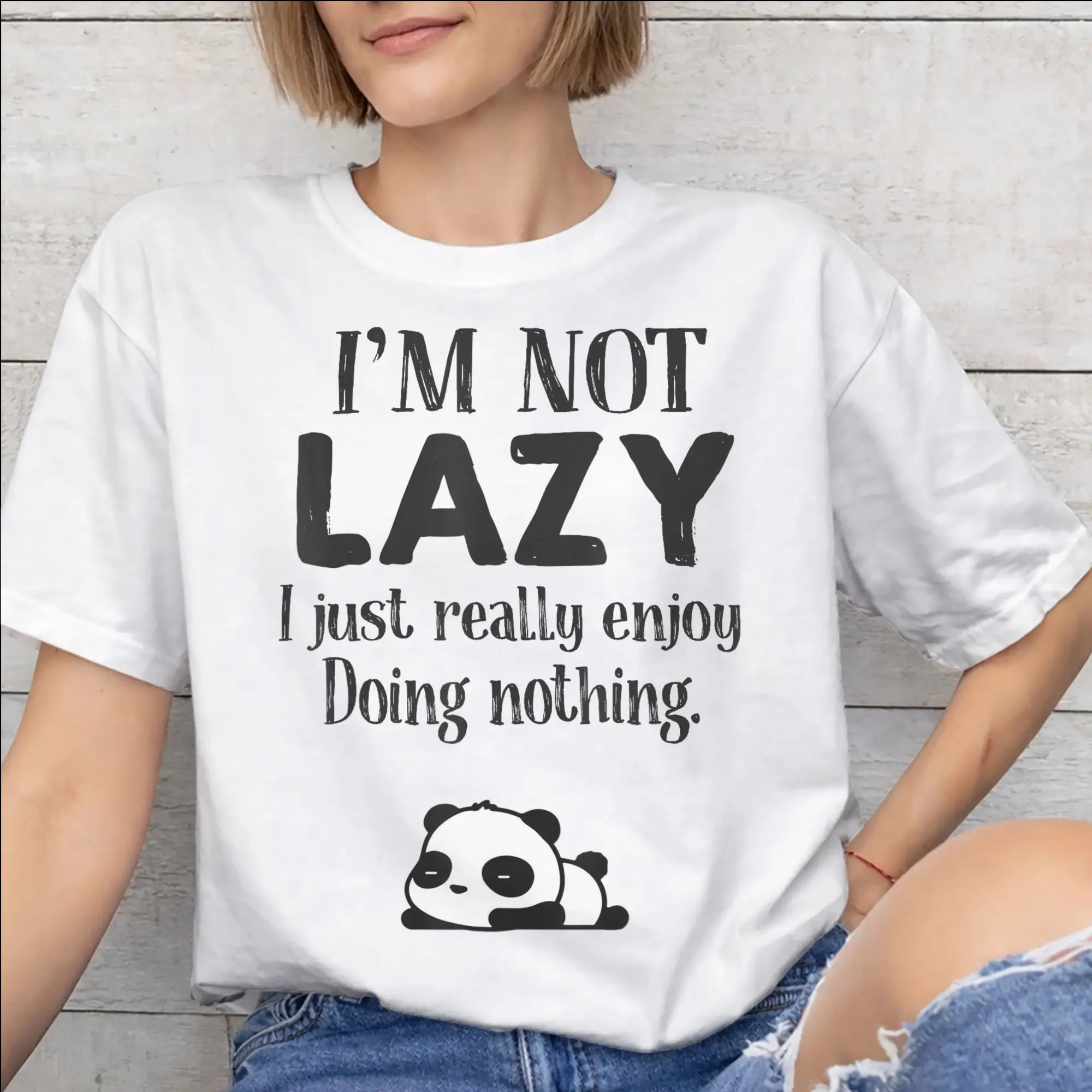 Men Women Graphic I'm Not Lazy I Just Really Enjoy Doing Nothing T Shirt Tee Pure Cotton  T-shirts Clothing