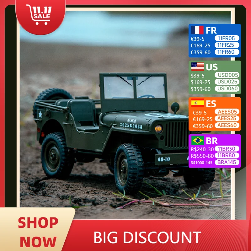 Jjrc C8815 Rc Car 1941 Mb Scaler Willys Jeep 2.4g 4wd Rtr Crawler Climbing Scale Military Truck Offroad Vehicle Adult Kids Toy