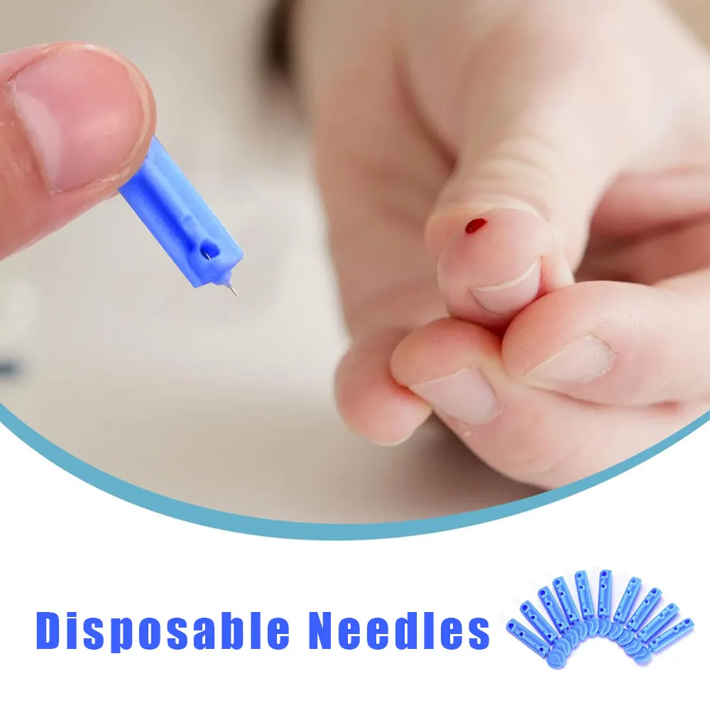 50pcs Disposable Lancet for Diabetics Blood Stainless Steel Lancet Point Pen Bloodletting Acupuncture Massage Therapy Handle