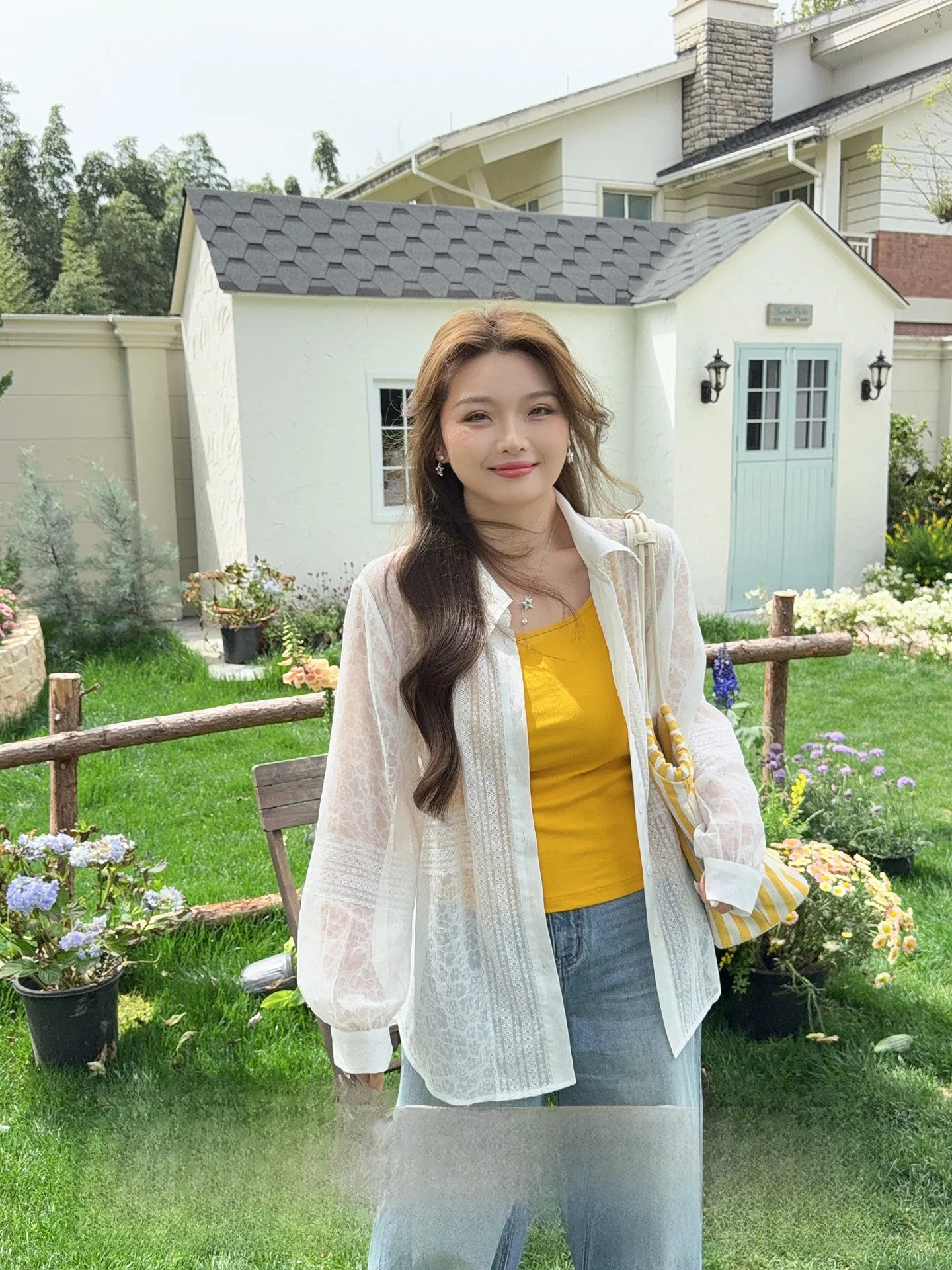 

Miss Ying plus Size Women's White Lace Shirt Thin Long Sleeve Gentle Style Loose Fit Spring Summer New Arrival Ladies Fashion