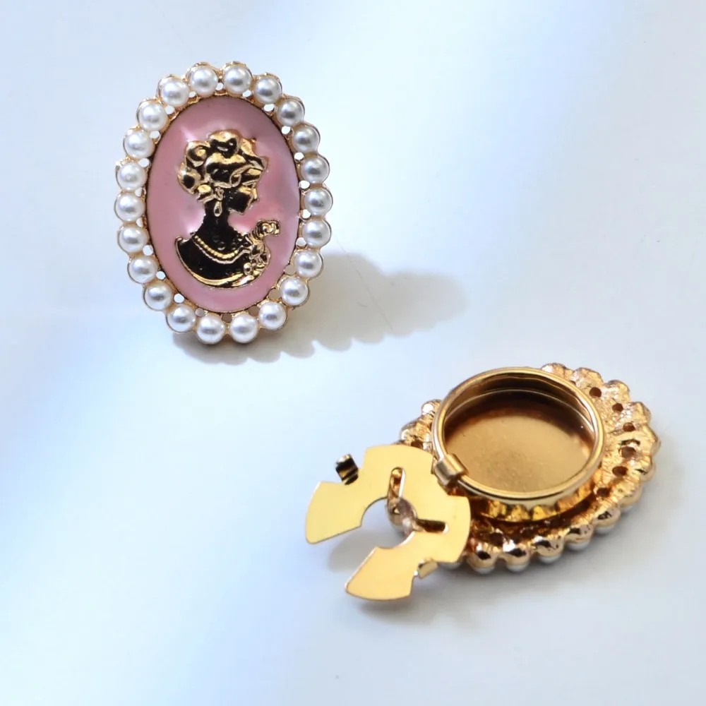 2PCS Luxulry Perle Schönheit Kopf Manschettenknöpfe für Frauen Hemd Tasten Hülse Vintage Elegante Schmuck Zubehör – Detail 5