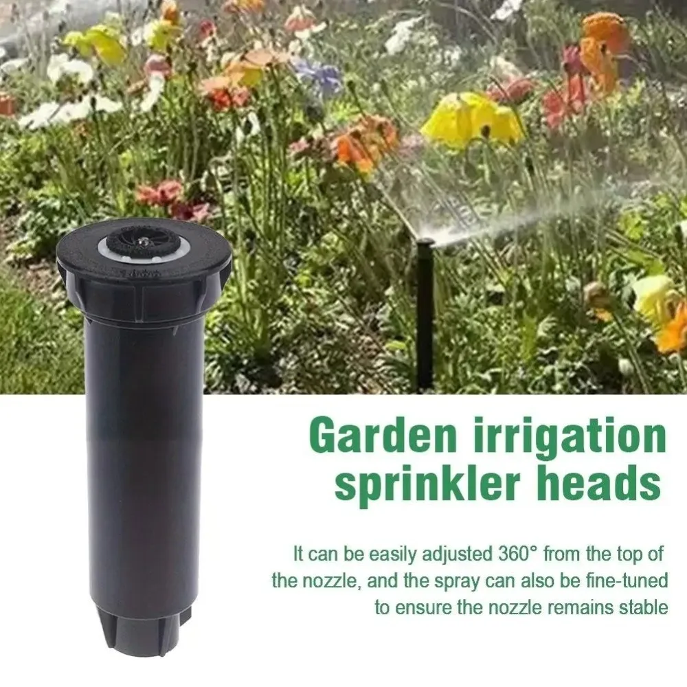 1pc Anti-Rust Buried Sprinkler Telescopic 1/2 Inch Female Thread Adjustable 360 Degree Retractable Sprinkler Nozzle Black