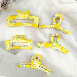 New Lovely Yellow Lemon Big Geometry Hair Clip For Women Korean Fruit Ponytail Barrette Hairpin Hair Claw Summer Accessories