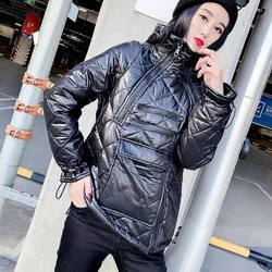 2024 New Thin Cotton Jacket Autumn/Winter Women's Korean Loose Hooded Zipper Coat Solid Color Casual Short Outwear Tops Female