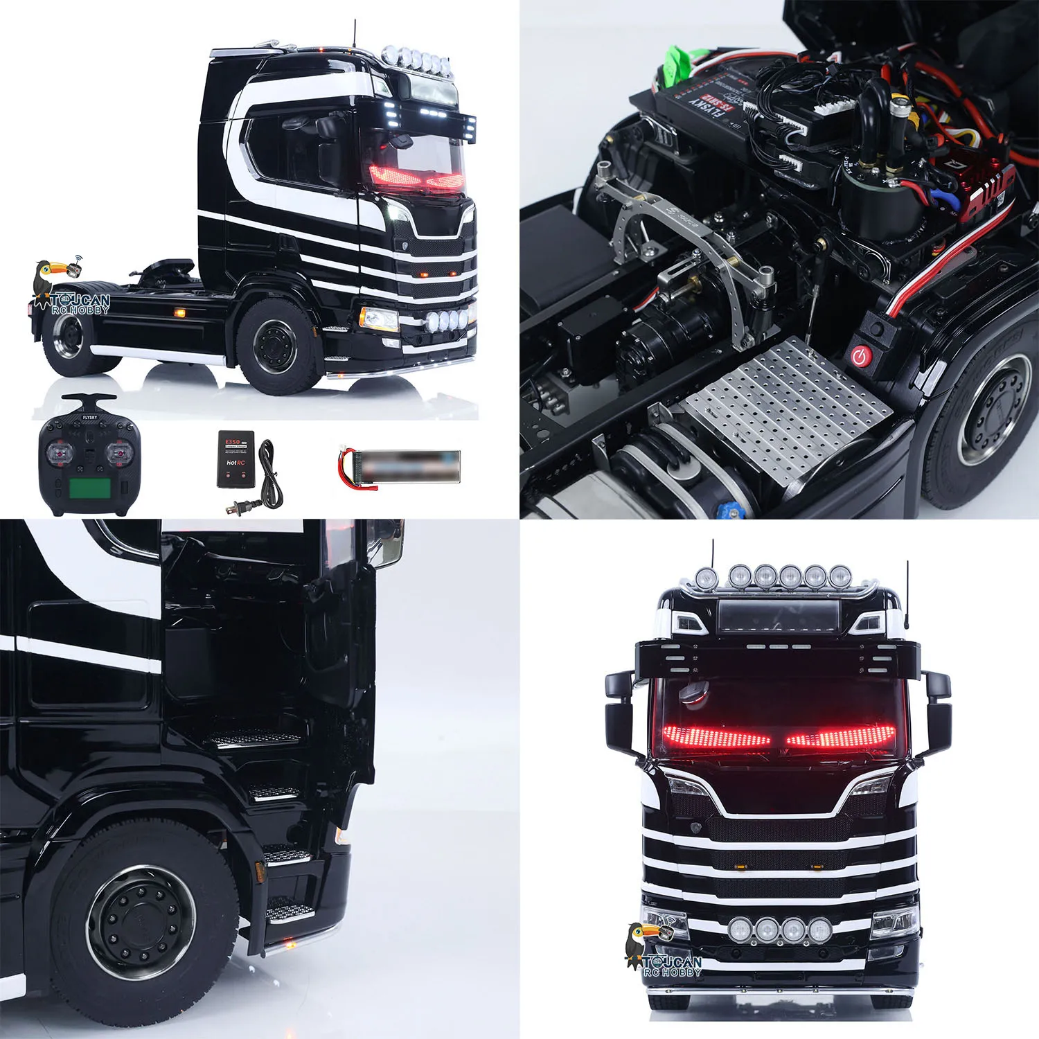 

4x4 Unitru 05 770S 1/14 RC Трактор Грузовик Металлическое шасси RTR 3-скоростная коробка передач Пульт дистанционного управления Грузовой автомобиль Дым Свет Звук ST8 Батарея