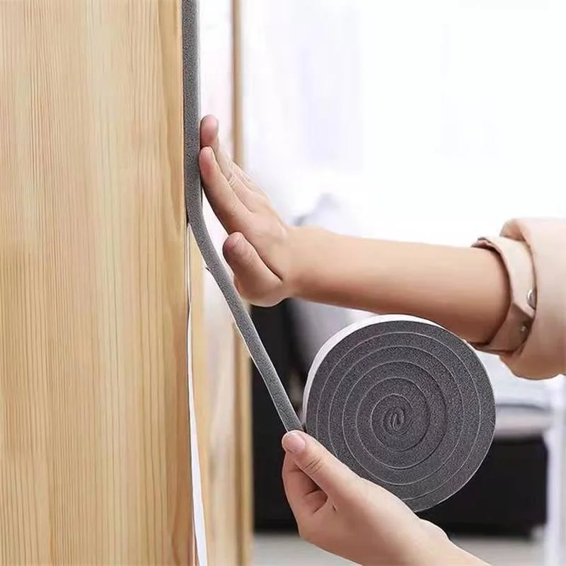 2M/4M PU Sponge Foam Seal Strip Tape Adhesive Anti Collision Soundproof Weather Stripping for Doors Windows Furniture Protection