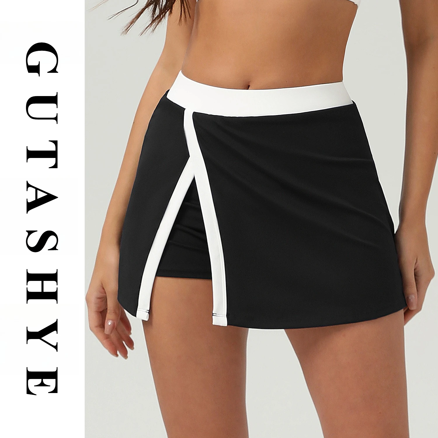 Women Quick Dry Split Hem Anti Ride Up Integrated Tennis Skort Outdoor Running Gym Fitness Lightweight Athletic Skirt Dress