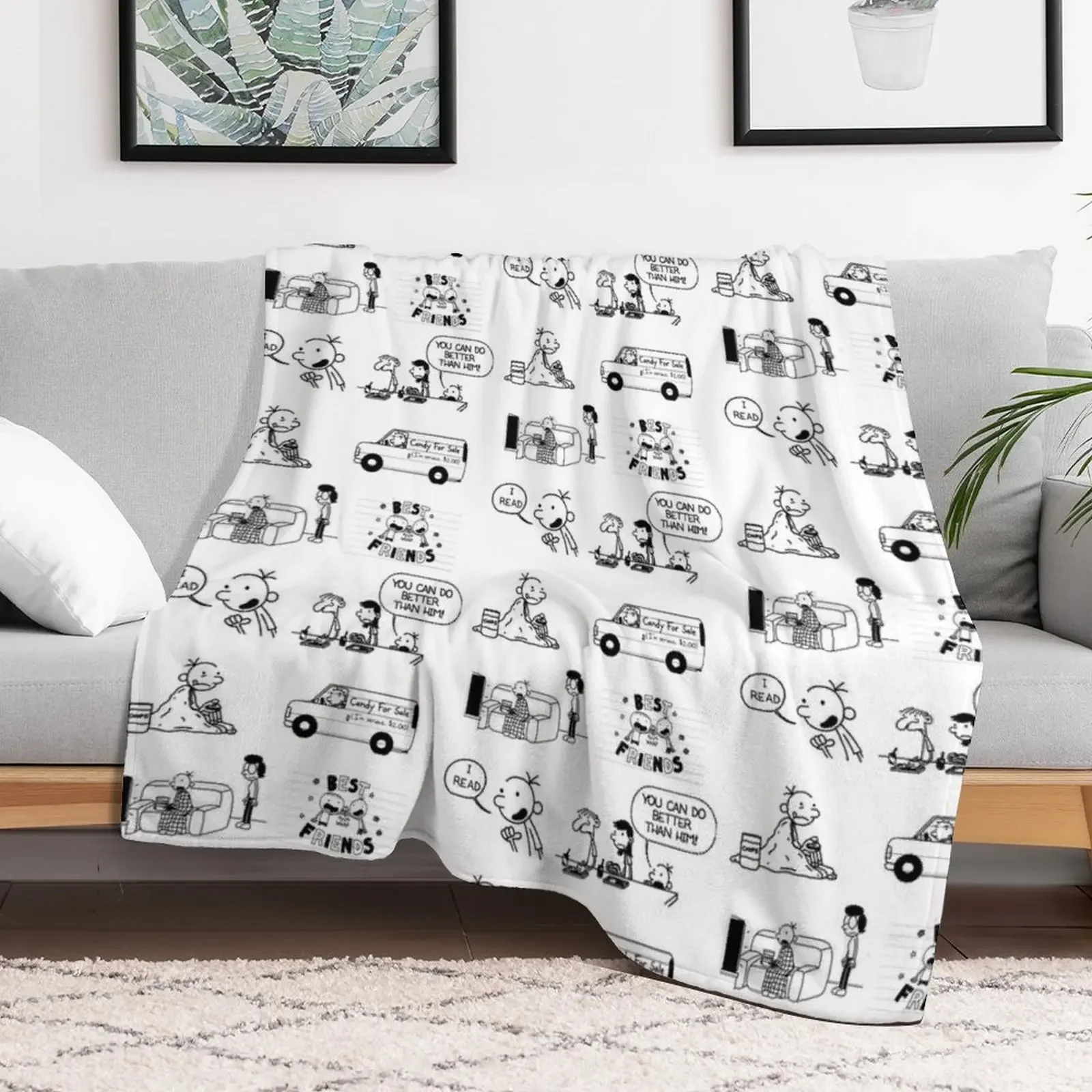 Wimpy Kid Throw Blanket Travel Size Cozy Blanket for Plane Train