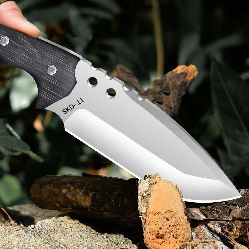 1pc，Outdoor straight knife, body knife survival, field trip camping straight knife, portable high-hardness knife, hunting knife