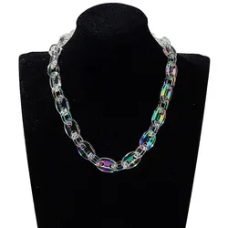 Rock Acrylic Pig Nose Choker Necklace Men Women New Iridescent Clear Coffee Bean Chain Lock Pendant Collar Punk Jewelry Gifts