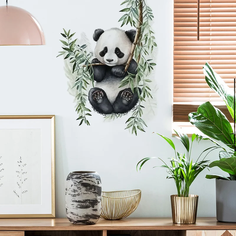 ملصقات جدار فرع شجرة الباندا لغرفة المعيشة وغرفة النوم وخزانة ديكور خلفية المنزل شارات جدارية ذاتية اللصق #1