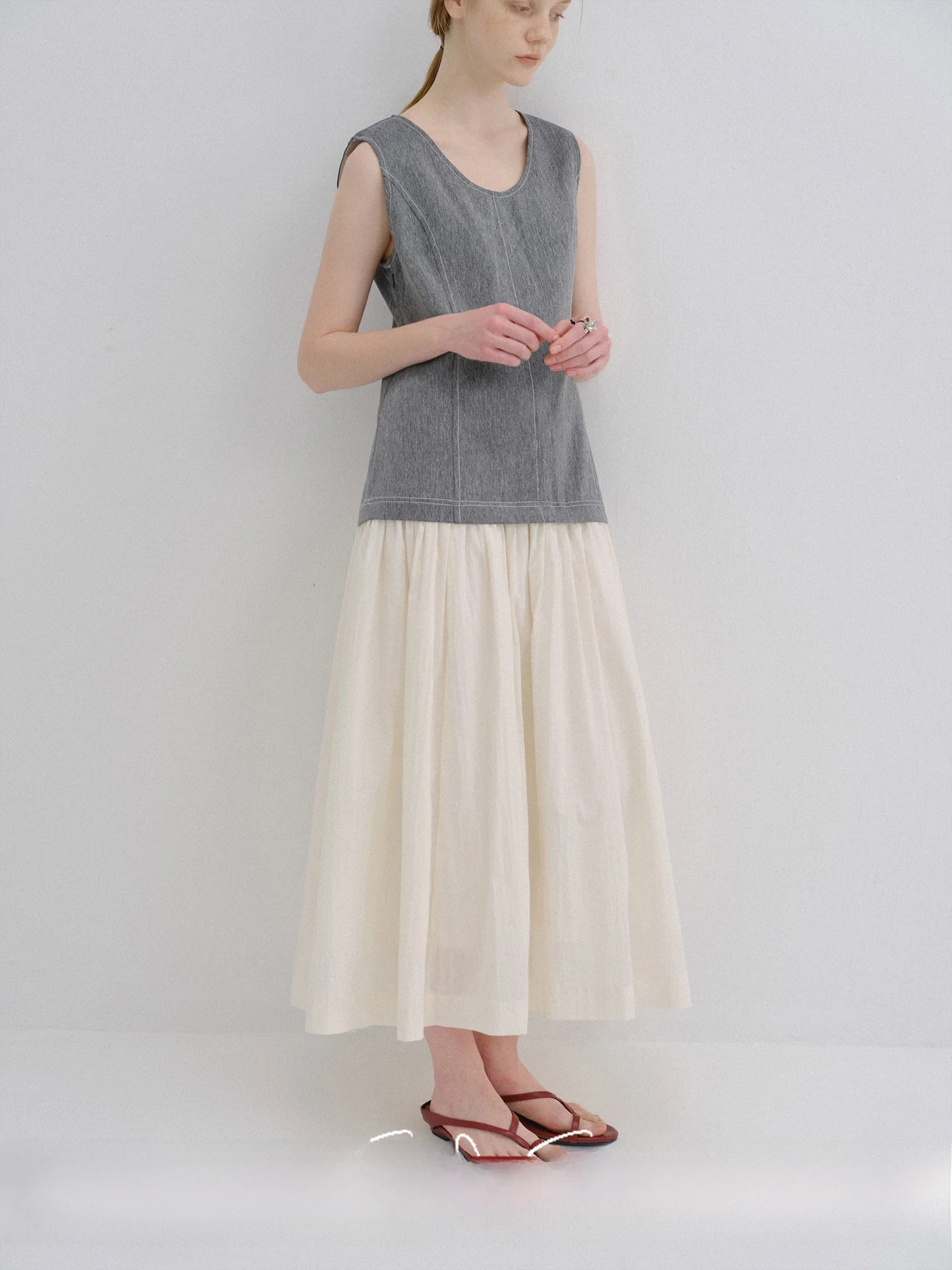 

Платье-миди Sonder's Color Blo Fake из двух частей, простой конструкционный дизайн, полиэстер и спандекс, весна-лето