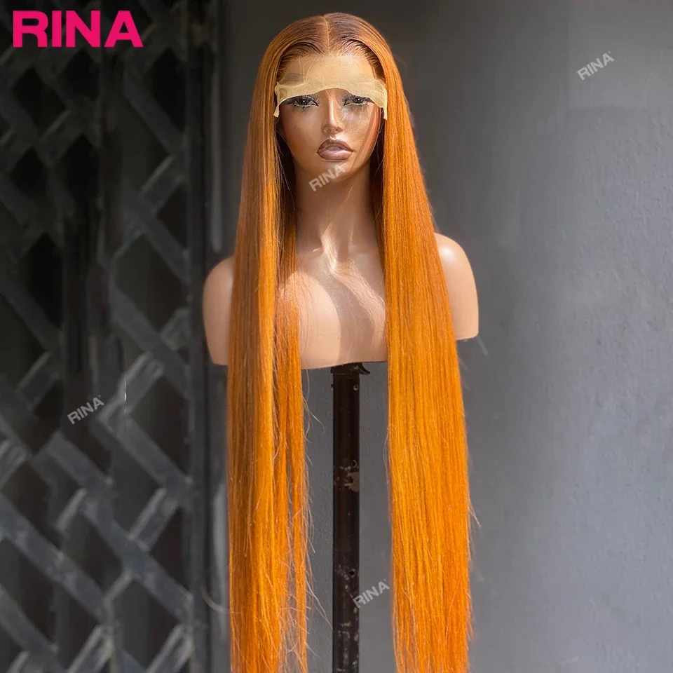 32 inch Ginger Orange Straight 13X4 Lace Front Human Hair Wig Pre Plucked 13x6 Lace Frontal Wigs Human Hair For Brazilian women