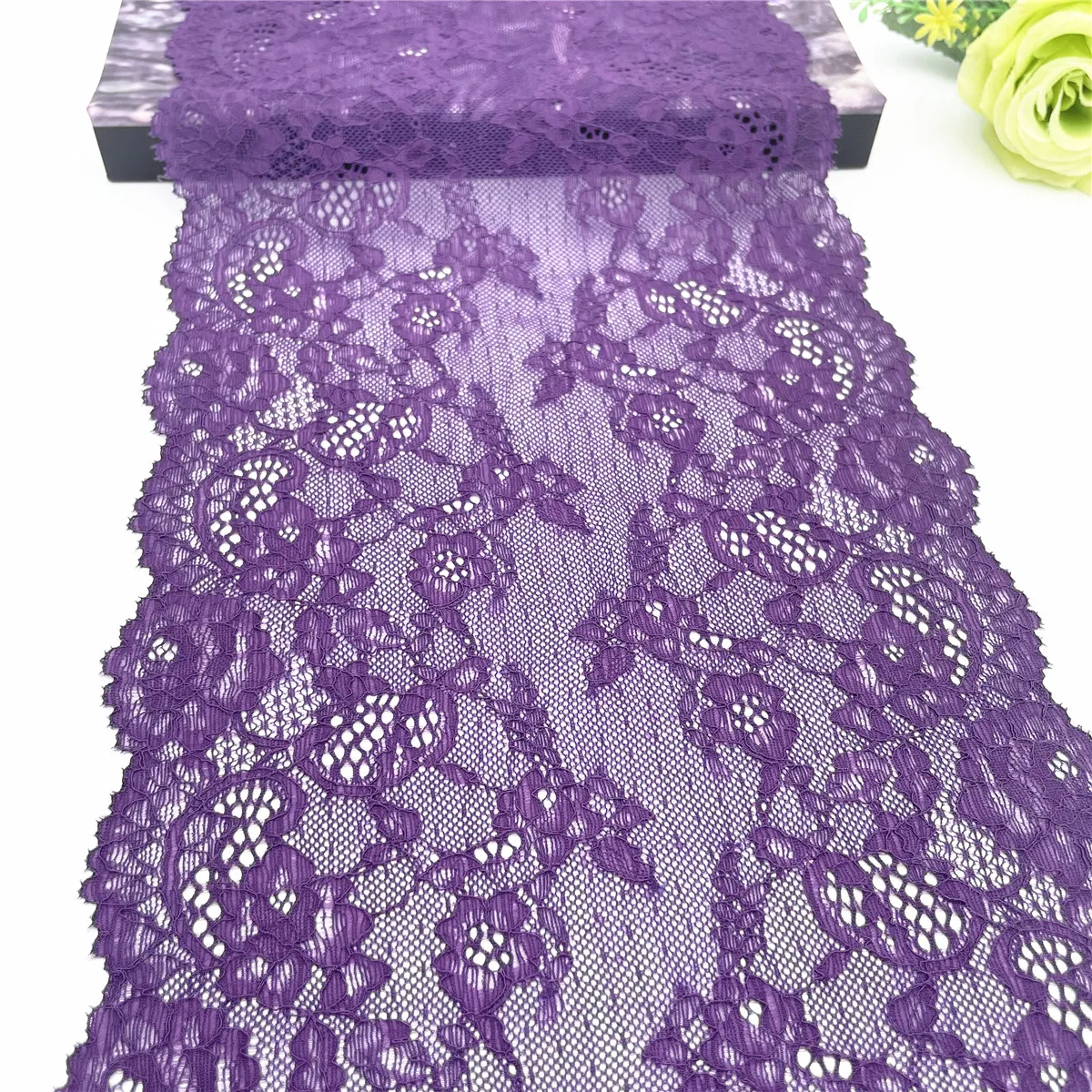 3y/lot Width 22cm Matte Purple Elastic Stretch Lace Trim Skirt Hem Underwear Sewing Craft DIY Apparel Fabrics Lace Lingerie