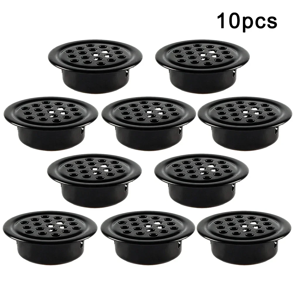 10pcs Metal Cabinet Cupboard Round Air Vent Grill Cover Ducting Ventilation Home Stainless Steel Cabinet Wardrobe Multi Size