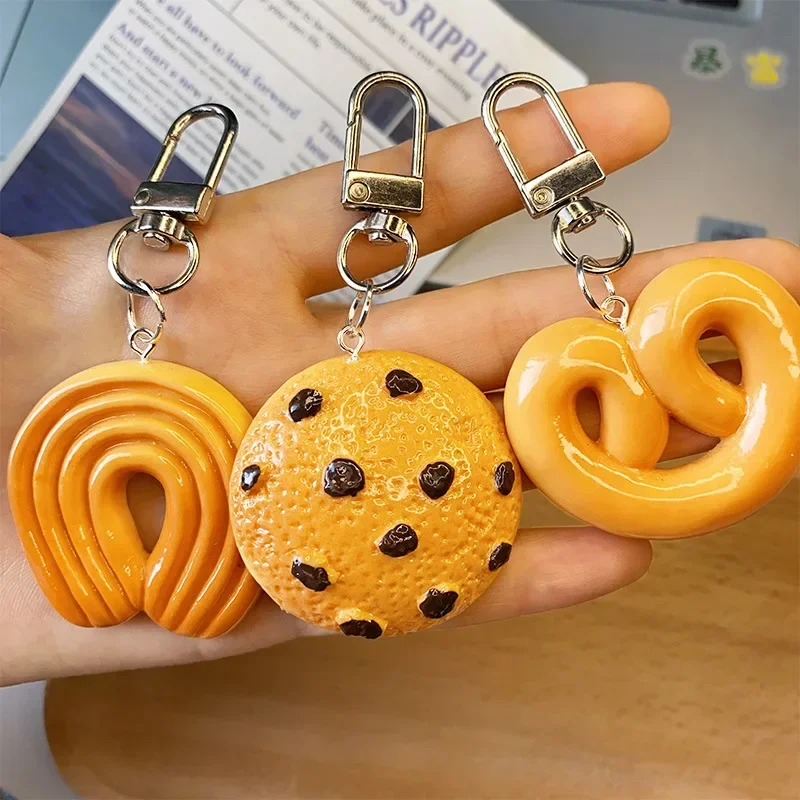 Cartoon Food Toy Cookie Keychain Simulation Donut Car Bag Pendant 3D Resin Accessory Key Chain Cartoon Pendant Decoration